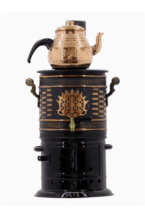 Sete Bakır Semaver 5 Lt Sobalı Siyah Eskitmeli