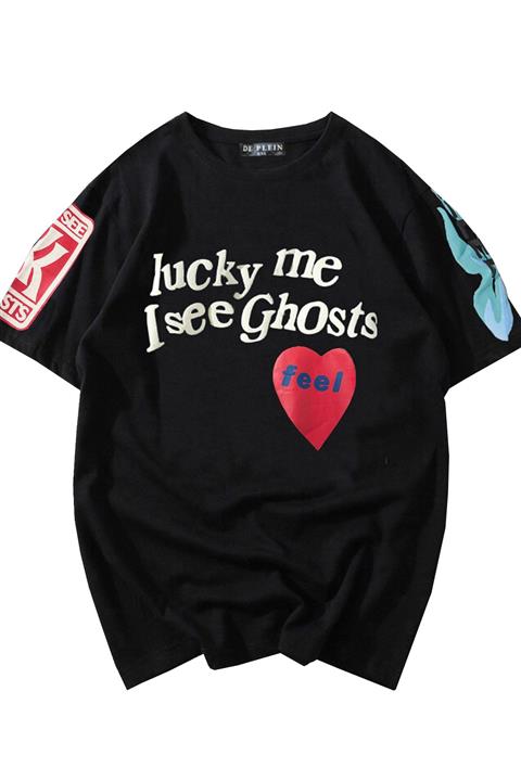 DE PLEIN Lucky Me Unisex Siyah Oversize T-shirt