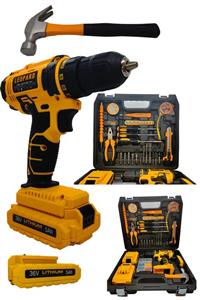 Leopard Xrx 36v 5ah Çift Lion Akülü Metal Şanzuman Çift Vitesli Şarjlı Vidalama Matkap 30 Parça Tam Takım