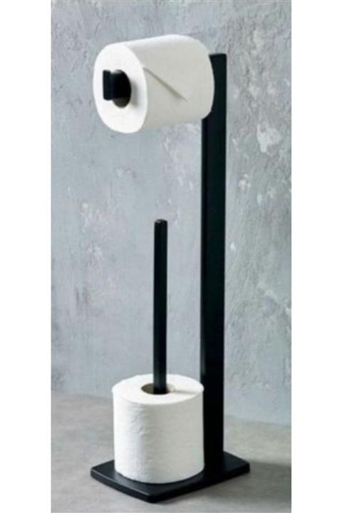 RENKYAPI Sağlam Siyah Özel Tasarım Banyo Kağıtlığı Biriktirmeli Kare Döküm Ayaklı Devrilmez Sallanmaz