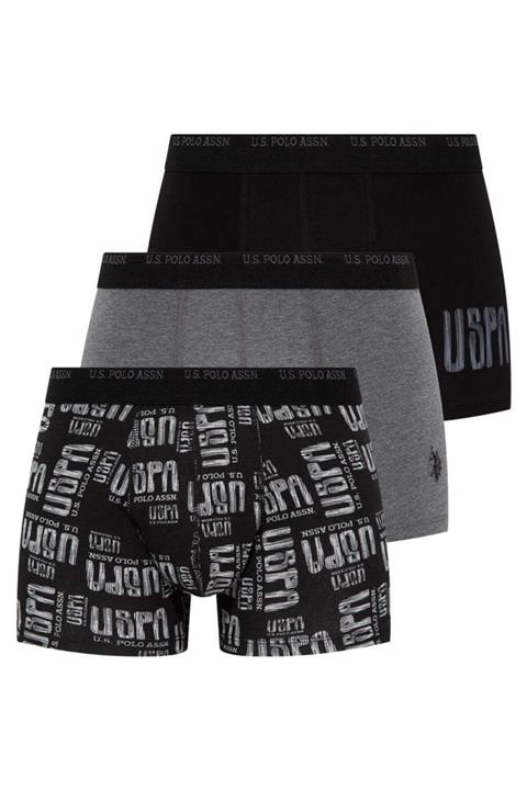U.S. Polo Assn. Erkek Antrasit Melanj - Siyah - Gri Melanj 3 Lü Boxer