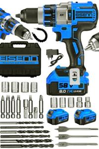 Eisenn Germany Technology Blue Xr 58 V 8 Ah Hd Li-on Darbeli Çelik Şanzıman Akülü Matkap + 30 Pcs Set