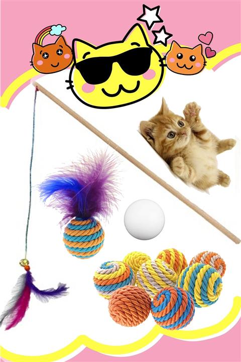 PAMEPAW Kedi Oyun Oltası , Sarma Oyun Top , Tüylü Top , Beyaz Top 4 Lü Set