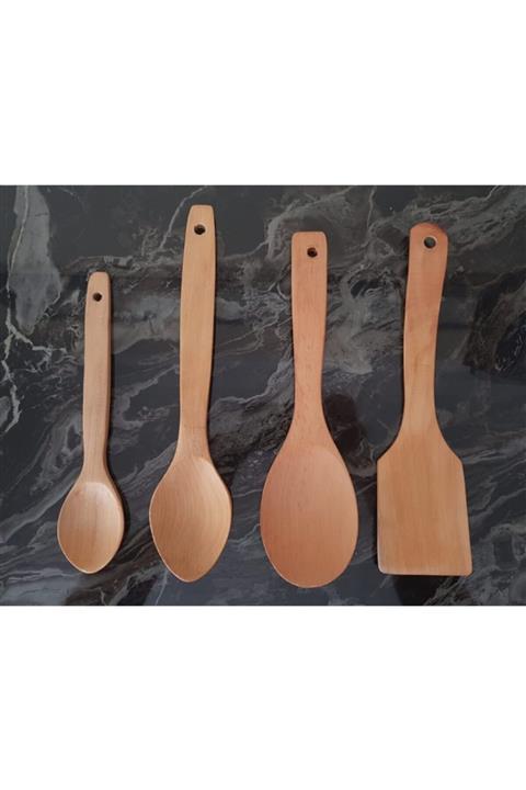 ZUZU MADE 4 Parça Bambu Kaşık Spatula Servis Seti