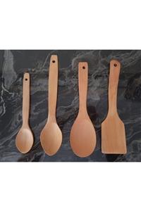 ZUZU MADE 4 Parça Bambu Kaşık Spatula Servis Seti