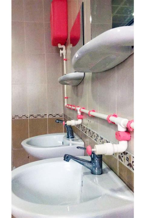 hilal kimya Merkez Depolu Sabunluk Sistemi 10kg Butonlu 2 Musluklu Pembe