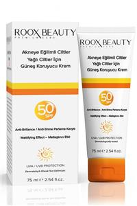 Roox Beauty Yağlı Ciltlere Özel Güneş Kremi - Leke & Parlama Karşıtı - Spf 50 Faktör Koruma 75 Ml