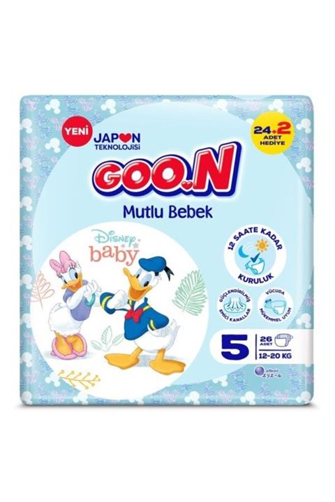 Goo.n Bebek Bezi Mutlu Bebek Jumbo Paket 5 Beden 26 Lı