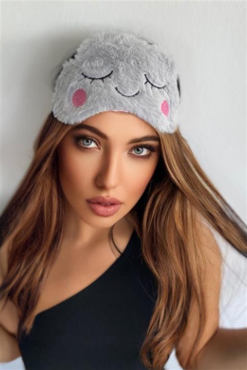 TAKIŞTIR Gri Renk Göz Figürlü Uyku Bandı