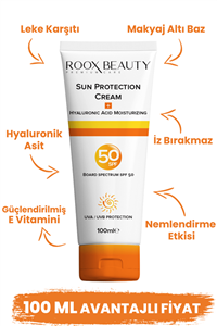 Roox Beauty Güneş Kremi Spf 50 - Yüksek Koruma - Leke Karşıtı - Aile Boyu 100 ml