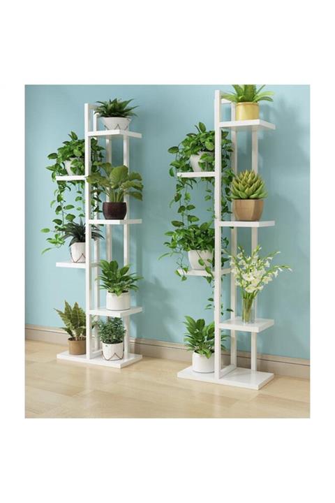 Boss Group Çiçeklik 6 Bölmeli Raf Metal Çerçeveli