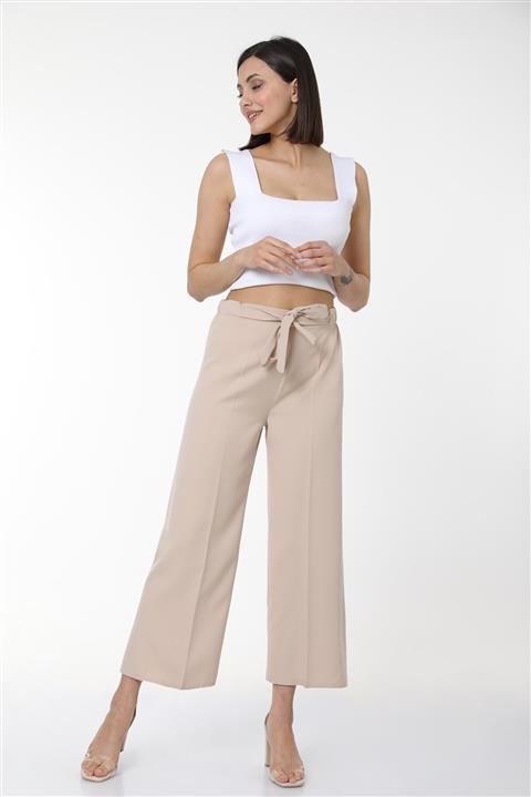 Essah Moda Kadın Taş Kuşaklı Geniş Paça Pantolon - Me000450