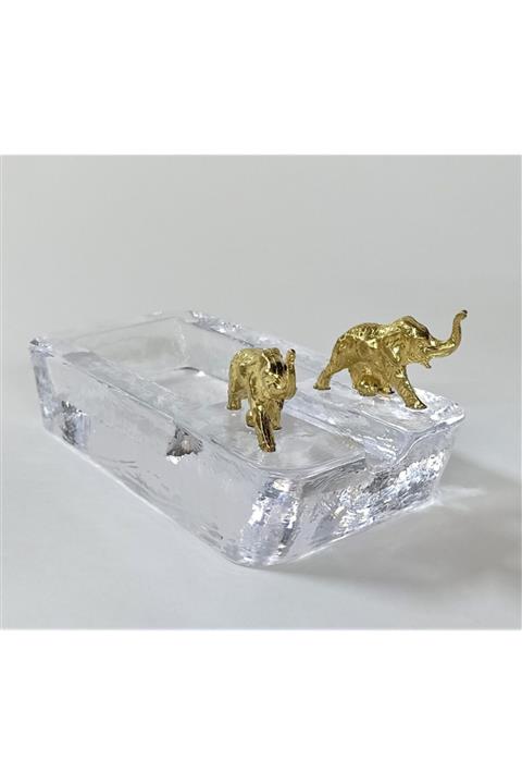 RAVİ Fil Objeli Buzlu Cam Dekoratif Puro Küllük