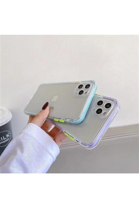 GAGA ELEKTRONİK Iphone 11 Hafif Şeffaf Renkli Düğmeler Darbeye Dayanıklı Arka Kapak