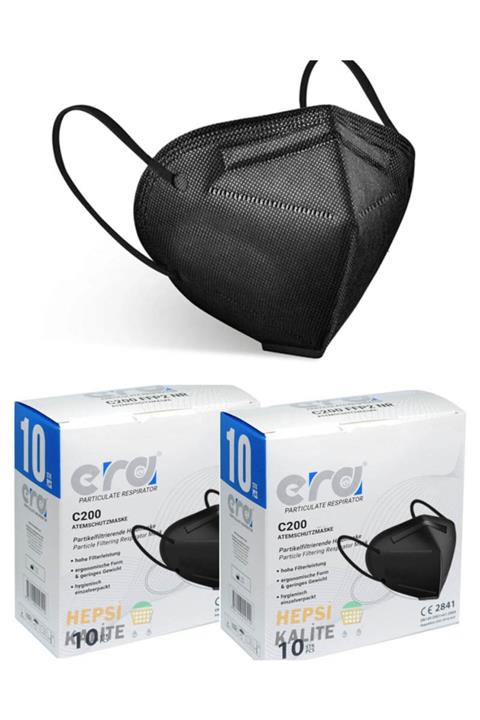 ERA Maske Era C-200 N95 Ventilsiz Solunum Maskesi - 30 Adet Siyah Maske