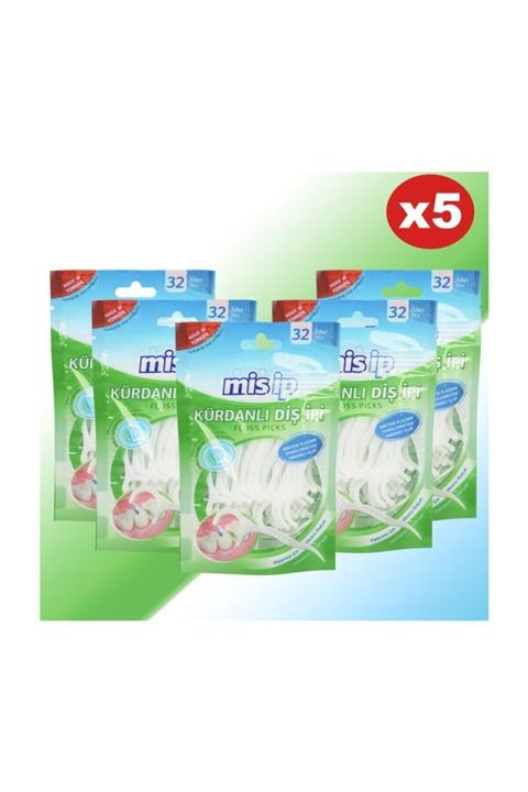 Mis İp Misip Kürdanlı Diş Ipi 32'li -- 5 Paket X 32 Li