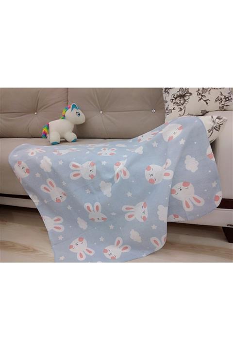 Elli4 Çok Amaçlı Bebek Örtüsü Flanel Mavi