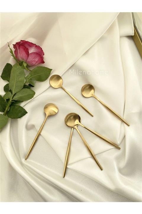 Milena Home 6'lı Tatlı Dondurma Kaşığı Mat Gold