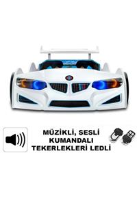 Arabalı Yatak Bmw - Full - Araba Karyola - Tekerleri Ledli - Beyaz