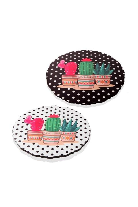 Queen’s Kitchen 2 Adet Kaktüs Desenli Ahşap Nihale