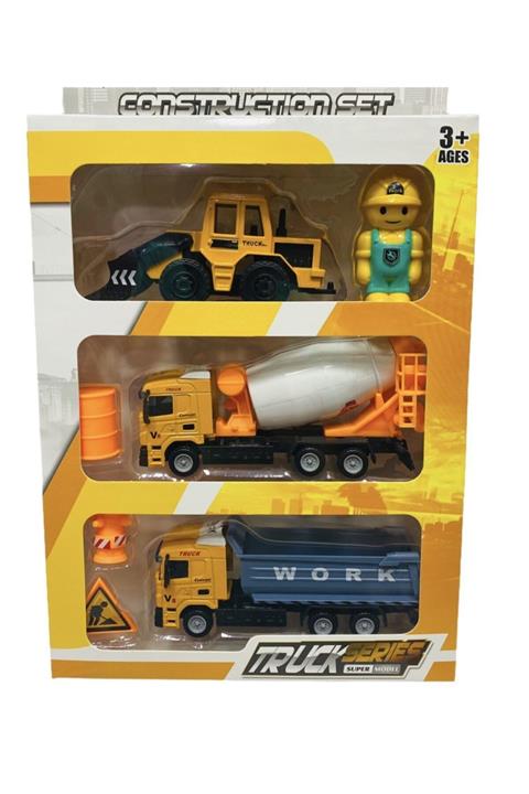 toysandmore Dozer Kum Kamyonu Ve Beton Mikseri 3 Lü Metal Araç Seti