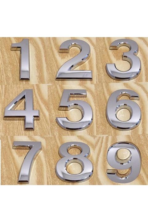 Nobel Krom Parlak Küçük Yapışkanlı Kapı Numaraları 37,5 Mm No:2