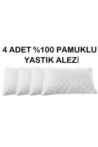 ayhan home ev tekstili 4 Adet Pamuklu Kapitoneli Yastık Koruyucu Alez 50x70 Cm Beyaz