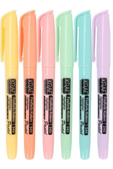 Kraft Kraf Fosforlu Kalem Pastel Kalem Tipi 6 Lı