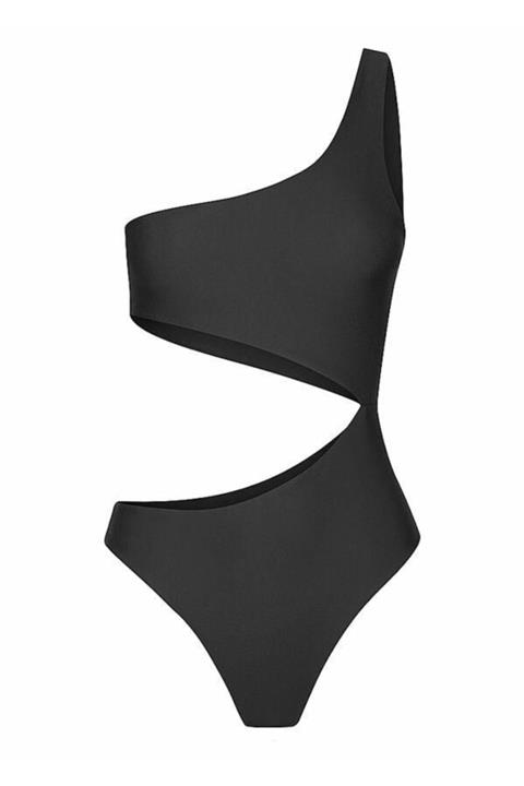 DEEP BEACH Siyah Tek Omuzlu Bütün Mayo Db20020m
