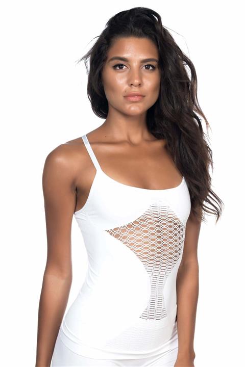 Emay Kadın Beyaz Dikişsiz Fantezi Atlet