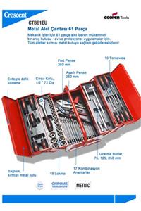 Site Hırdavat Crescent Ctb 61eu Metal Takım Çantalı Profesyonel Alet Seti, 61 P