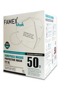 FAMEX MASK Ffp2 Nr 5 Katlı Belgeli Medikal Maske 50 Adet Tekli Steril Paket Beyaz