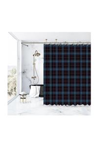 Henge Home Noel Mavi Bordo Kırmızı İskoç Tartan Ekose Desenli Duşperdesi