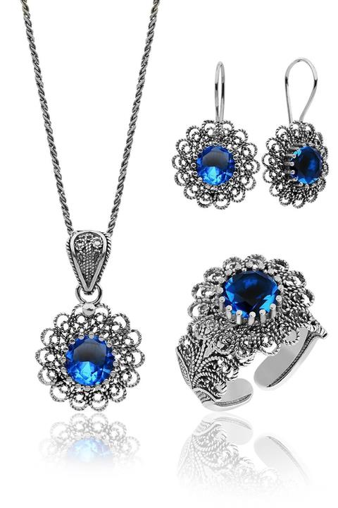 Hicret Gümüş Kadın Otantik Telkari Gümüş Takım