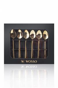 WOSSO 6 Adet Gold Titanyum Kaplama Çay Kaşığı 18/10