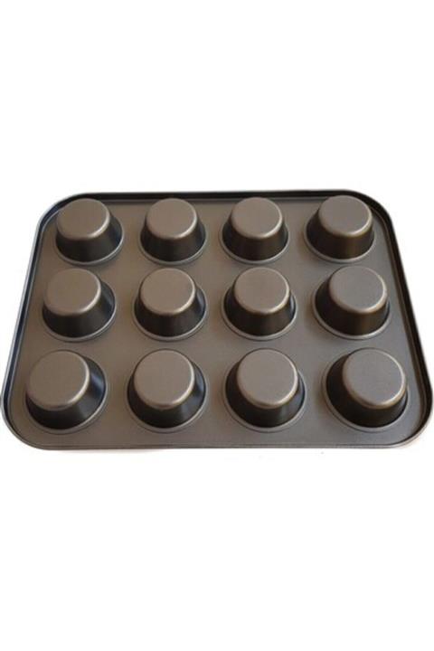 Biotech 12 Fincan Teflon Muffin Cupcake Fırın Tepsisi Yapışmaz Çörek Kek