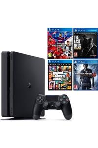 Sony Playstation 4 Slim 500 GB + PS4 PES 20 + PS4 Last Of Us Remastered + PS4 GTA 5 + PS4 Uncharted 4