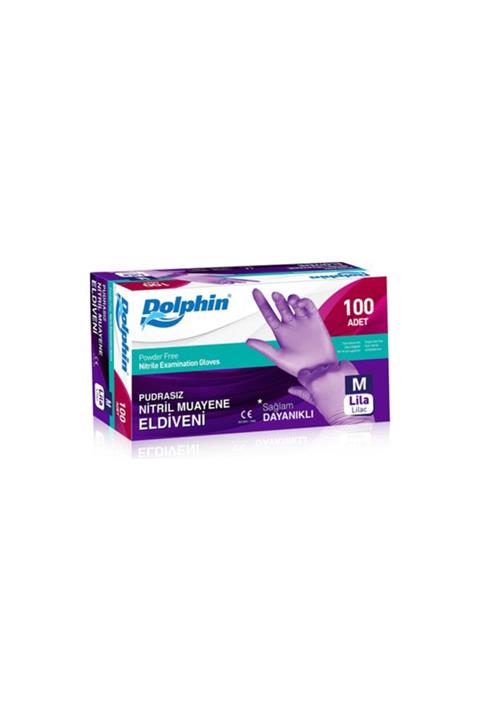 Dolphin Lila Nitril Eldiven Pudrasız Medium 100'lü Paket