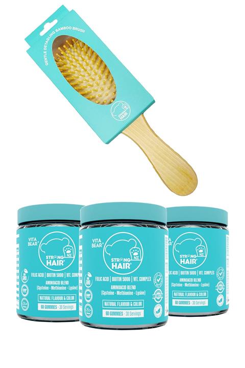 Vita Bear Strong Hair Vitamin 60 Adet X 3 + Bamboo Fırça