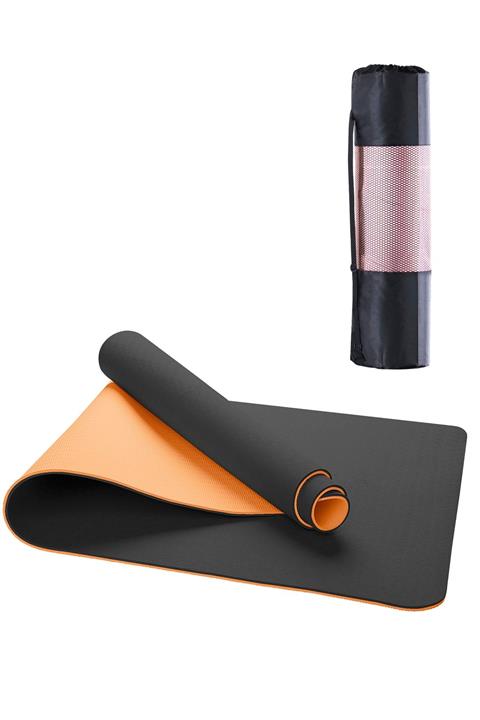 Gymo Ekolojik 6mm Tpe Yoga Matı Pilates Minderi Turuncu Siyah