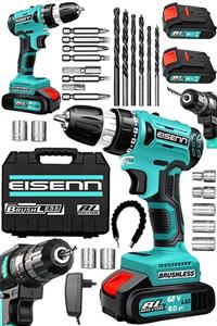 Eisenn Germany Technology Brushless Kömürsüz Blx-motor 58 V 8 Ah Samsung Çift Akülü Matkap + Usta Seti