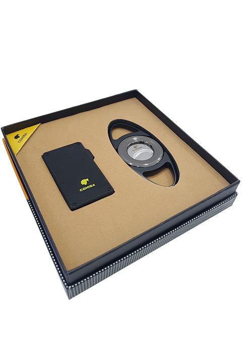 COHİBA Siyah 2 Pürmüz Puro Çakmak Ve Makas Seti Kb31