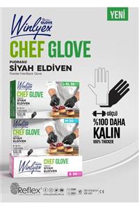 Reflex Pudrasız Siyah Eldiven 50 Adet M Beden Chef Glove-temizlik-bulaşık-mutfak- Yemek- Vinil