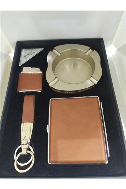 Kehribar gümüş Çakmak Küllük Tabaka Anahtarlık Seti