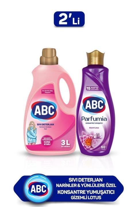 ABC Sıvı Çamaşır Deterjanı Narinler 3l+ Konsantre Yumuşatıcı Gizemli Lotus 1,44l
