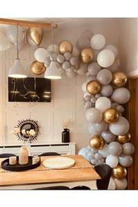 Party City Krom Gold Gri Beyaz Balon Zinciri 100 Adet