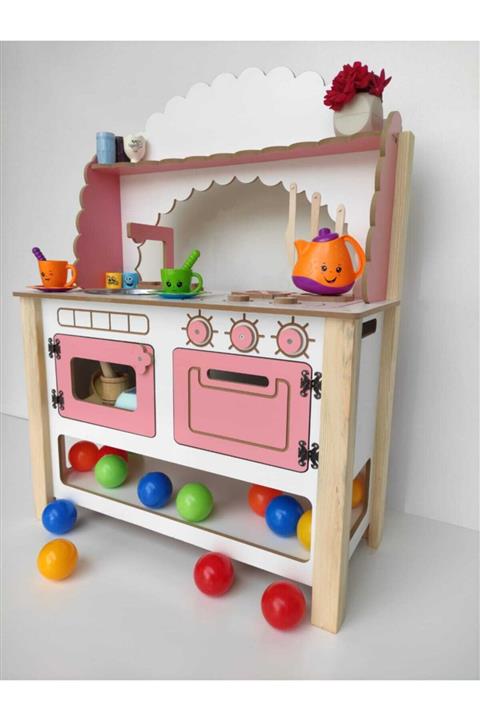 BKM MOBİLYA Pembe Oyun Mutfaği(doğal)