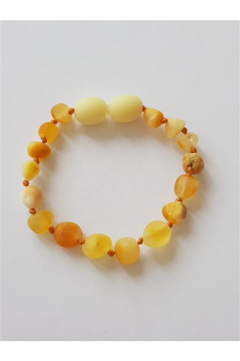 Kehribar Sarayı Mat Süt Rengi Baltık Damla Kehribar Bebek Bileklik