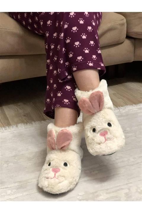 Efolle Kadın Krem Tavşan Modelli Ev Panduf