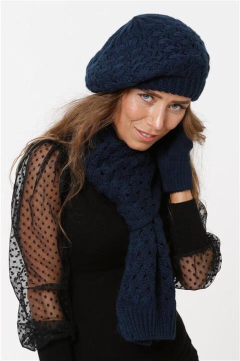 EKstore Lacivert Atkı Bere Eldiven Takımı - 3'lü Set